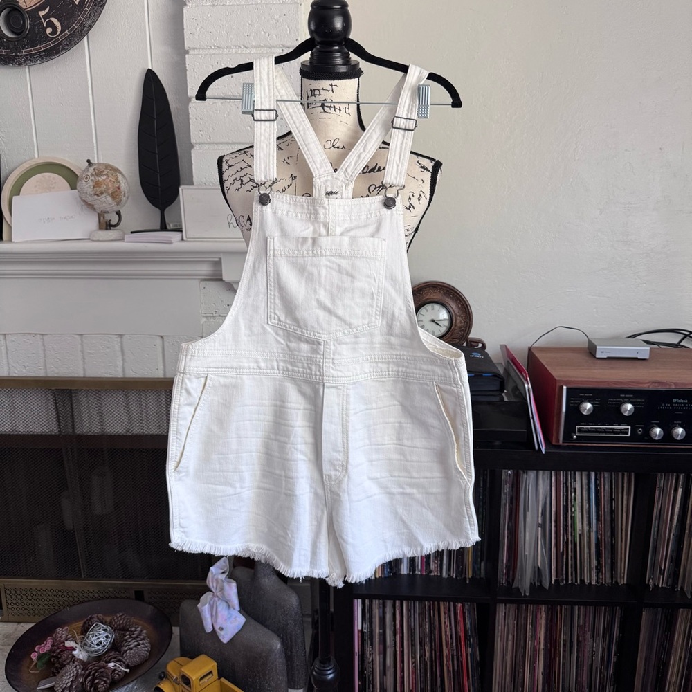 Aerie White/OffWhite Denim Overalls